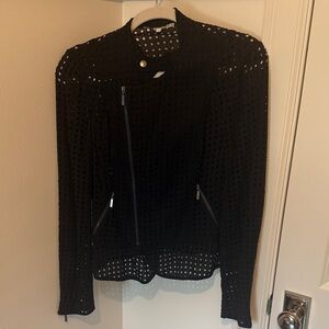 Search for Sanity Black Perforated Leather Jacket